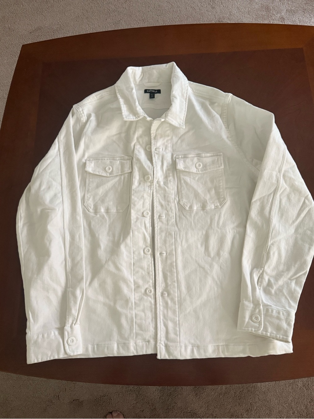 Express Men's White Lightweight Shirt Jacket